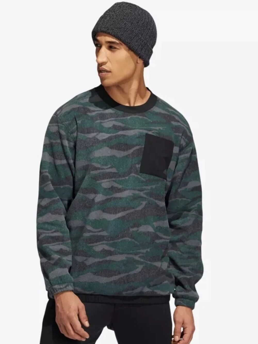 Adidas Texture Print Crew Golf Sweatshirt
